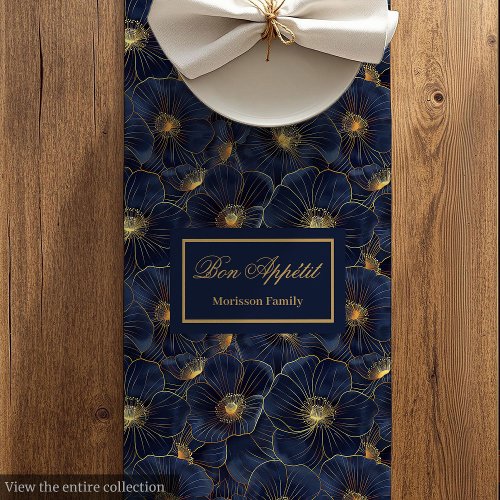 Chic Navy Gold Botanical Table Style