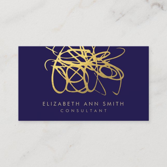 Chic Navy Gold Business Card (Front)
