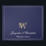 Chic Navy Gold & White Monogram Plus Names Wedding Duvet Cover<br><div class="desc">Personalized Chic Navy Gold & White Monogram Plus Names Wedding Duvet Cover. An elegant classic script for the initial, and the names of the bride and groom and wedding date on a beautiful navy blue background. Perfect gift for newly weds, or beautiful for your own bedroom. Click personalize this template...</div>