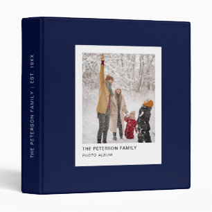 Chic Navy Modern Custom Family Photo Album 3 Ring Binder