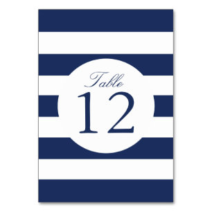 Chic Navy Stripes Table Number Card