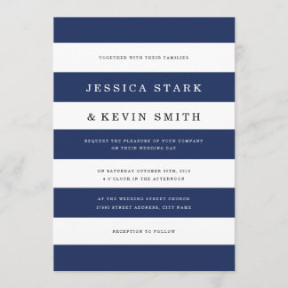 Chic Navy Stripes Wedding Invitation