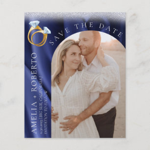 Chic Navy Velvet Wedding Save the Date Photo Card Flyer