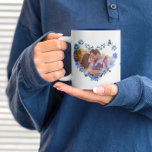 Chic Navy Watercolor Floral Heart 2 Photo Love Two-tone Coffee Mug at Zazzle