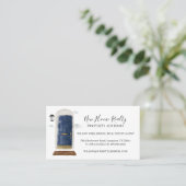 Chic Navy Watercolor Front Door Real Estate Photo Business Card (Standing Front)