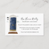 Chic Navy Watercolor Front Door Real Estate Photo Business Card (Front)