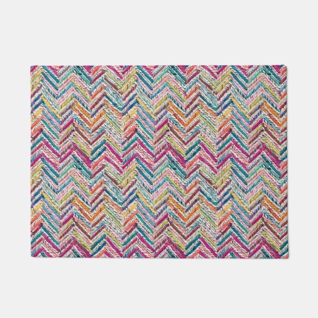 Chic neon colors chevron doormat (Front)