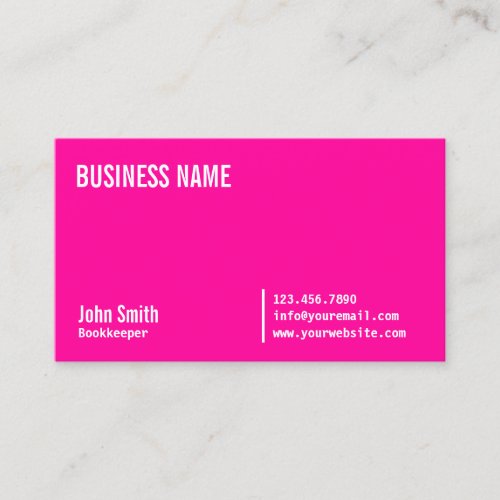 Chic Neon Pink Bookkeeper Business Card