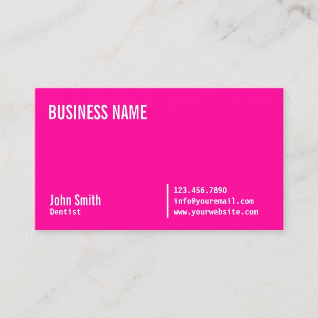 Chic Neon Pink Dentist Business Card (Front)