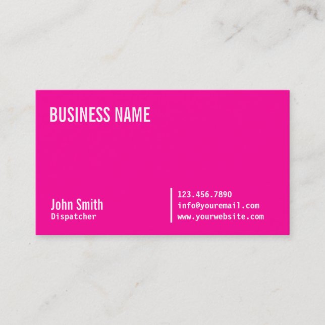 Chic Neon Pink Dispatcher Business Card (Front)