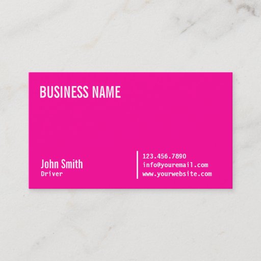 Customizable Chic Neon Pink Driver Business Card