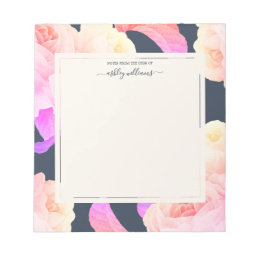 Chic Neon Rose Dark Blue Personalized Notepad