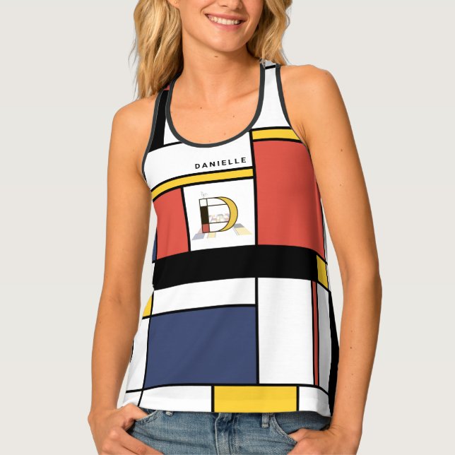 Chic Neoplasticism Style Monogram. Letter D Tank Top (Front)