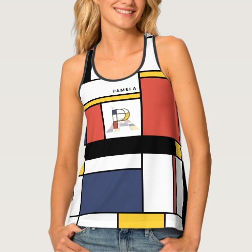 Chic Neoplasticism Style Monogram Letter P Tank Top
