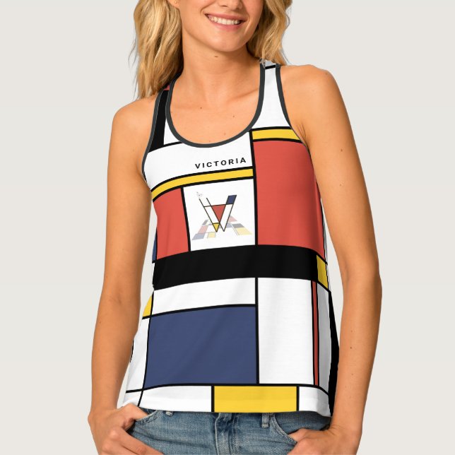 Chic Neoplasticism Style Monogram. Letter V Tank Top (Front)