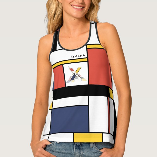 Chic Neoplasticism Style Monogram. Letter X Tank Top (Front)