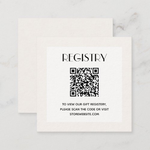 Chic Neutral Baby Shower Registry QR Code Enclosure Card