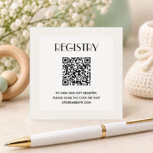 Chic Neutral Baby Shower Registry QR Code Enclosure Card