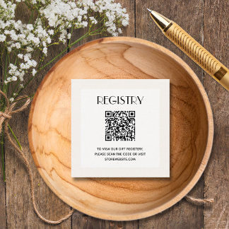 Chic Neutral Baby Shower Registry QR Code Enclosure Card