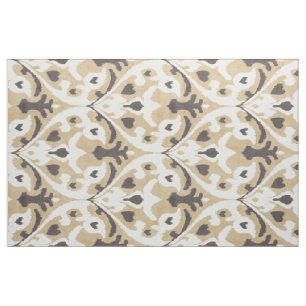 Chic neutral beige and brown ikat tribal patterns fabric