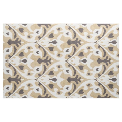 Chic neutral beige and brown ikat tribal patterns fabric
