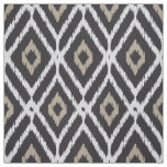 Chic neutral black beige ikat diamond pattern fabric