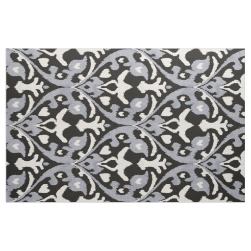 Chic neutral black grey white ikat tribal patterns fabric
