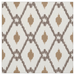 Chic neutral brown beige ikat diamond pattern fabric