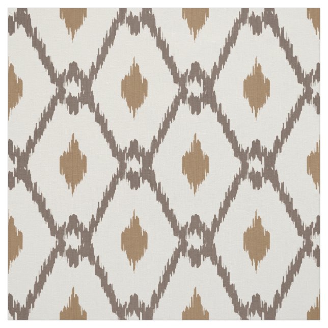 Chic neutral brown beige ikat diamond pattern fabric (Swatch)