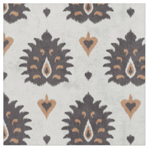 Chic neutral brown brey damask ikat pattern fabric