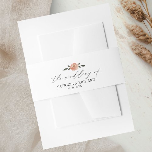 Chic Neutral Colors Boho Floral Wedding Invitation Belly Band