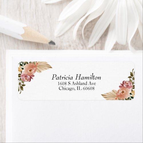 Chic Neutral Colors Boho Floral Wedding Label