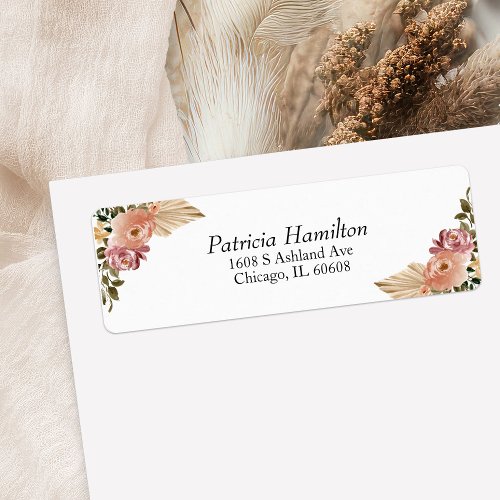 Chic Neutral Colors Boho Floral Wedding Label