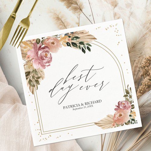 Chic Neutral Colors Boho Floral Wedding Napkins