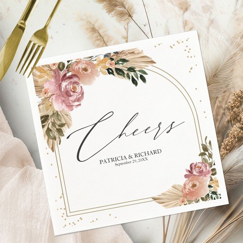 Chic Neutral Colors Boho Floral Wedding Napkins