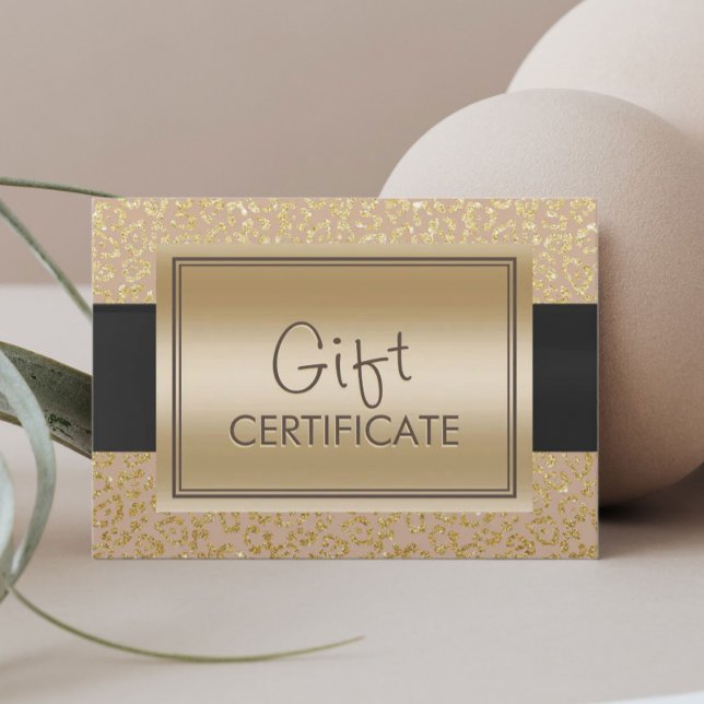 Chic Neutral Gold Leopard Print Gift Certificates (Creator Uploaded)