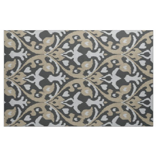 Chic neutral grey beige black ikat tribal patterns fabric