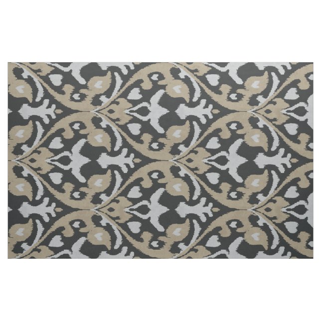 Chic neutral grey beige black ikat tribal patterns fabric (Fat Quarter)