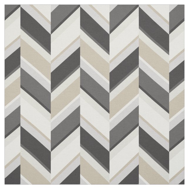 Chic neutral grey beige geometric chevron pattern fabric (Swatch)
