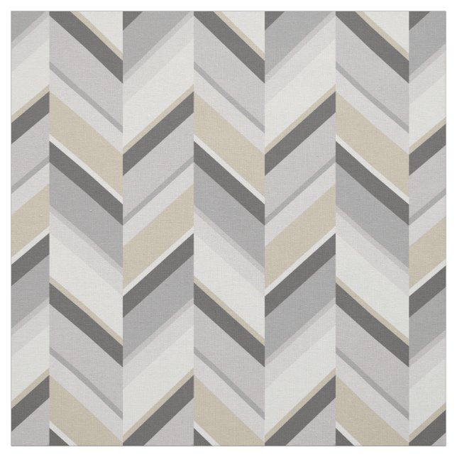 Chic neutral grey beige geometric zigzag pattern fabric (Swatch)