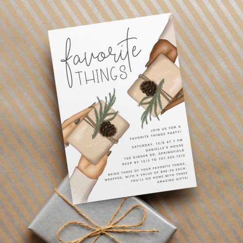Chic Neutral Holiday Favorite Things Party Invitation