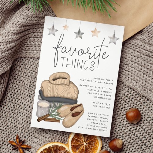 Chic Neutral Holiday Favorite Things Party Invitation