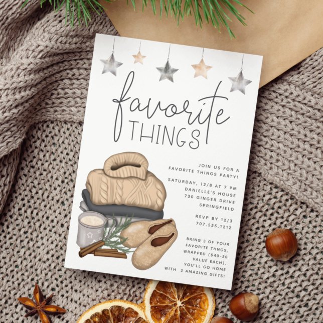 Chic Neutral Holiday Favorite Things Party Invitation (Creator Uploaded)