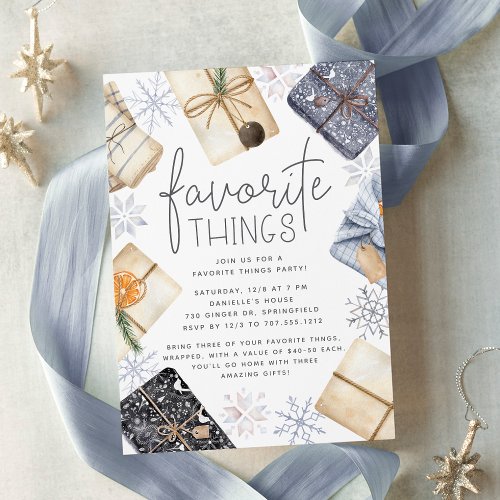 Chic Neutral Holiday Favorite Things Party Invitation