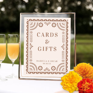 Chic Neutral Papel Picado Wedding Reception Sign