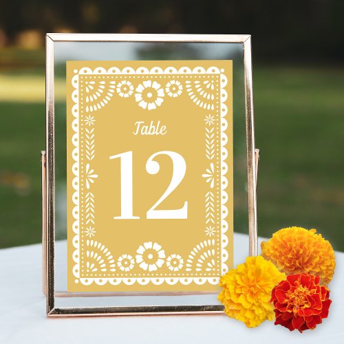 Chic Neutral Papel Picado Wedding Table Number 