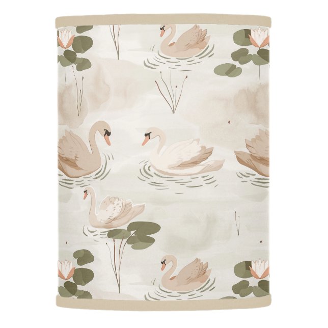 Chic neutral swan pattern  lamp shade (Front)