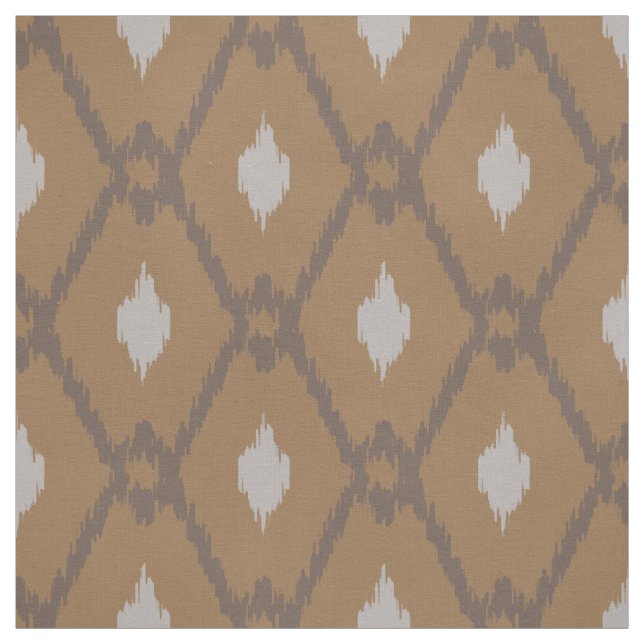 Chic neutral taupe brown ikat diamond pattern fabric (Swatch)