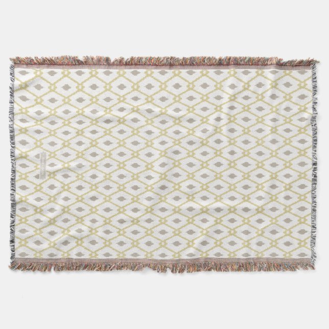 Chic neutral yellow taupe ikat diamond pattern throw blanket (Front)