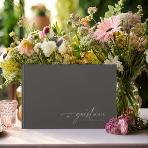 Chic Neutrals Minimalist Wedding Charcoal ID1020 Guest Book